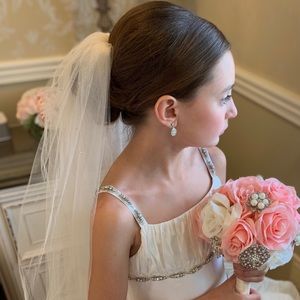 Ivory communion veil with swarovski crystal